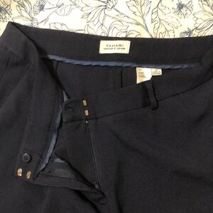 Tahari Arthur S Levine Womens Trousers Size 12 Navy Blue Pockets Career Pants